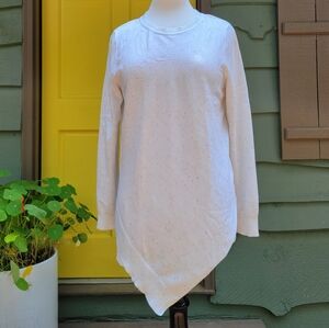 Pastel Nep Knit Sweater | Confetti Pullover | Rayon Blend | Asymmetrical Hem M